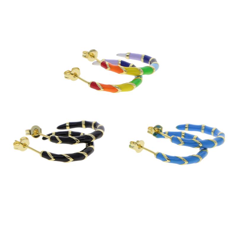 

Hoop & Huggie Rainbow Enamel Crescent Moon Shaped Circle Earring Summer Colorful Fashion Female Girl Jewelry Selling