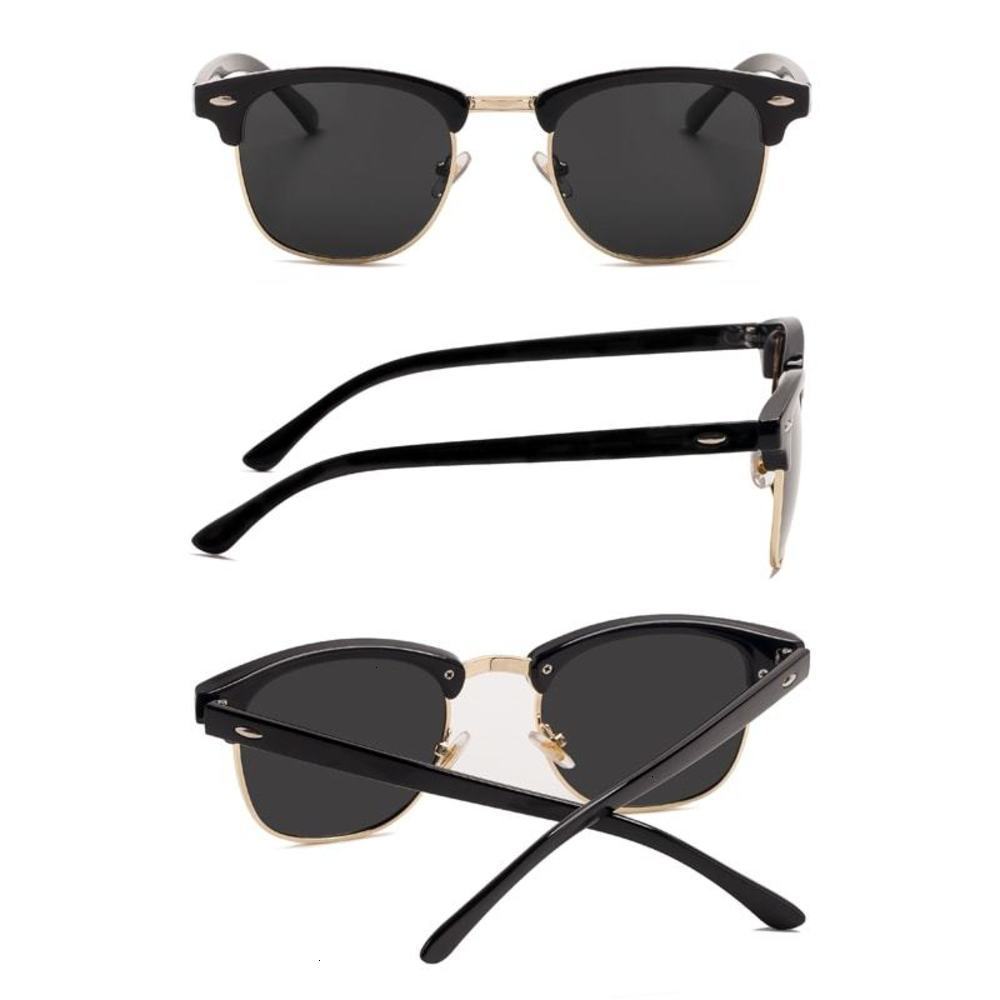 

sunglasses New Mode Semi Random polarized Men Women Brand Designer Half Frame sunglasses Classic Eyes The Sol UV400, Black