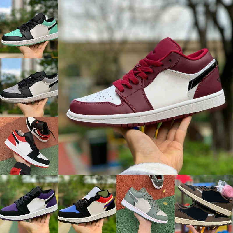 

2021 Low 1 1s University Blue Men Basketball Shoes Pass The Torch Low X Travis Scottss Black Toe Noble Red Court Purple White Women Sneakers