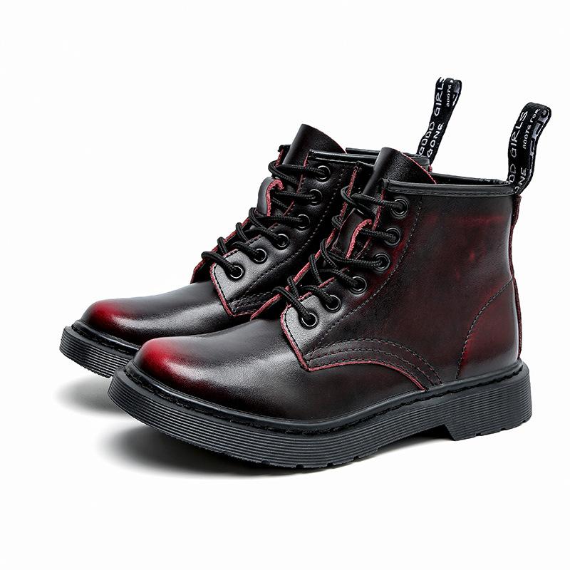 Boots 2021 British Women's Leather Shoes, European Size Mid-tube Couple Short Boots, Motorcycle