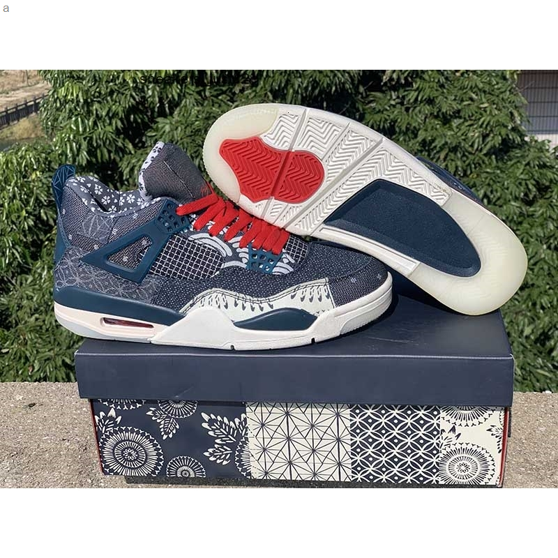 

4 SE Sashiko Deep Ocean Sail Cement Grey Fire Red men athletic shoes Jumpman 4s mens sports sneaker trainer