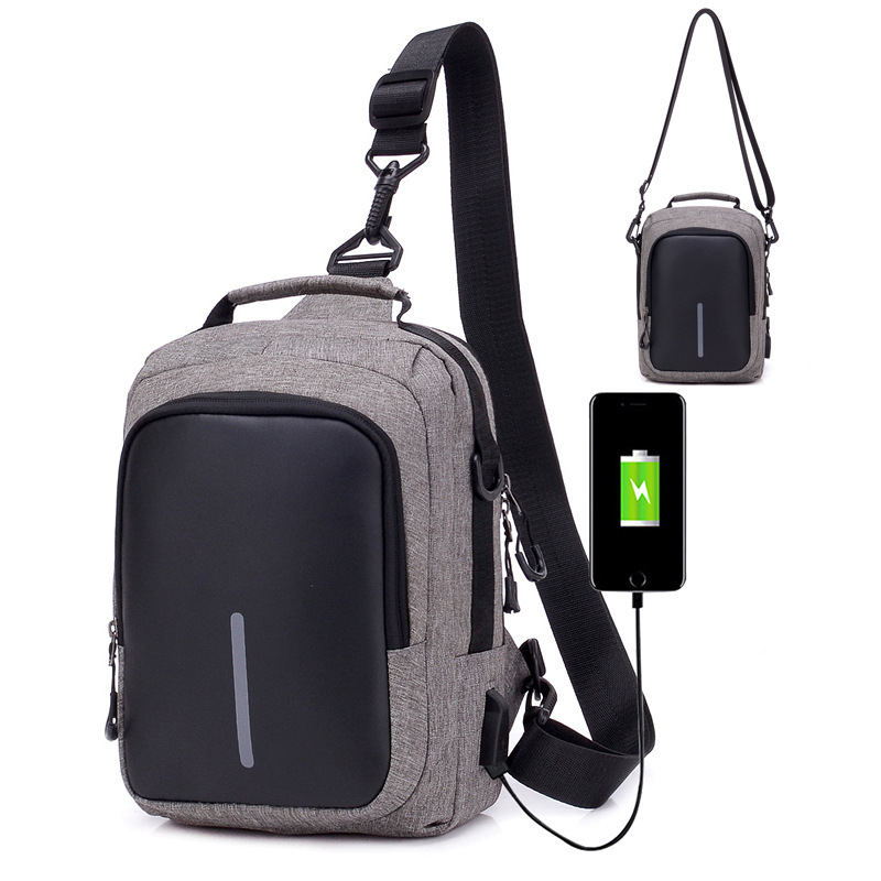 

new chest men's single shoulder messenger bag usb rechargeable backpack anti splash travel reflective multipurpose bag