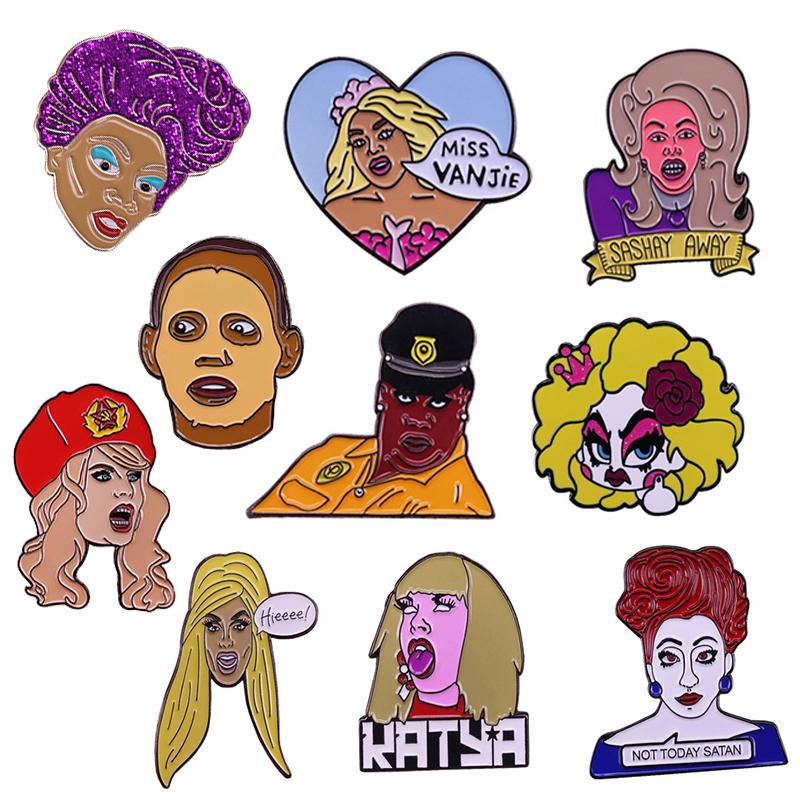 Pins, Brooches Fashion TV Series RuPaul&#039;s Drag Race Enamel Pin Badge Set Queen SET-A-image-708026877