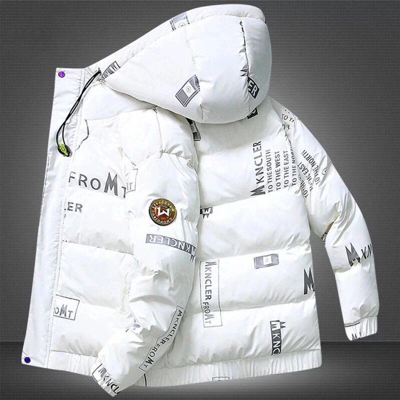 

Down Jackets White Duck Down Jacket Men's Winter Version of the Trend Thickening Short Shiny Coat Casual Youth Stand-up Collar Men