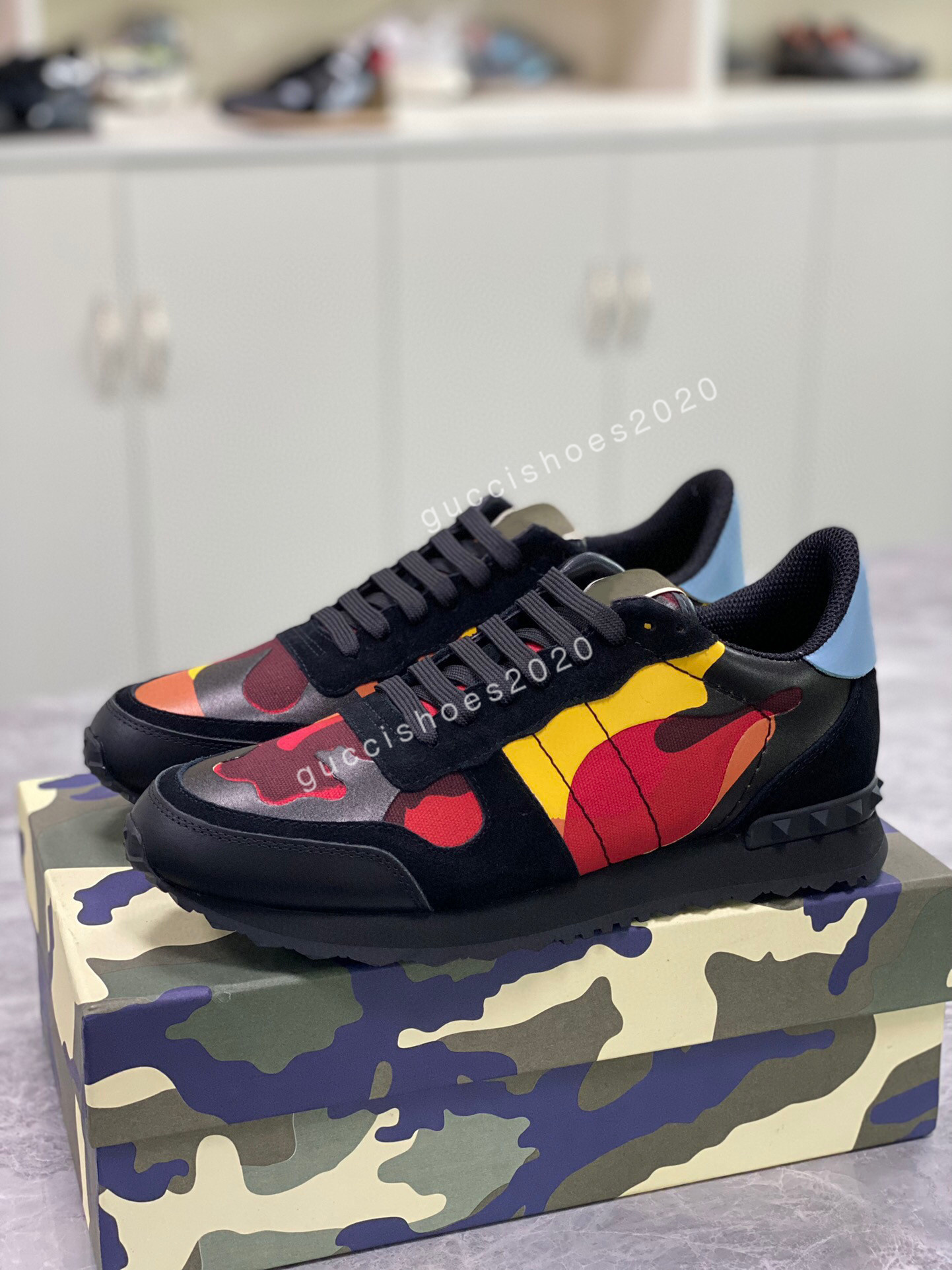 

2022 Fashion Casual Shoes Patchwork Trendy Sneakers Punk Rivets Low Men Genuine Leather Skateboard Studded Sport Skateboarding trainers size38-46, 10