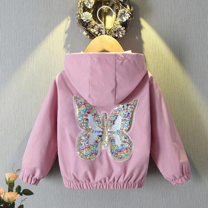 

Jackets Long Sleeve For Girls Kids Cute Butterfly Coats Fashion Spring Autumn Children Outwear 2021 Casual Clothing, Blue;gray