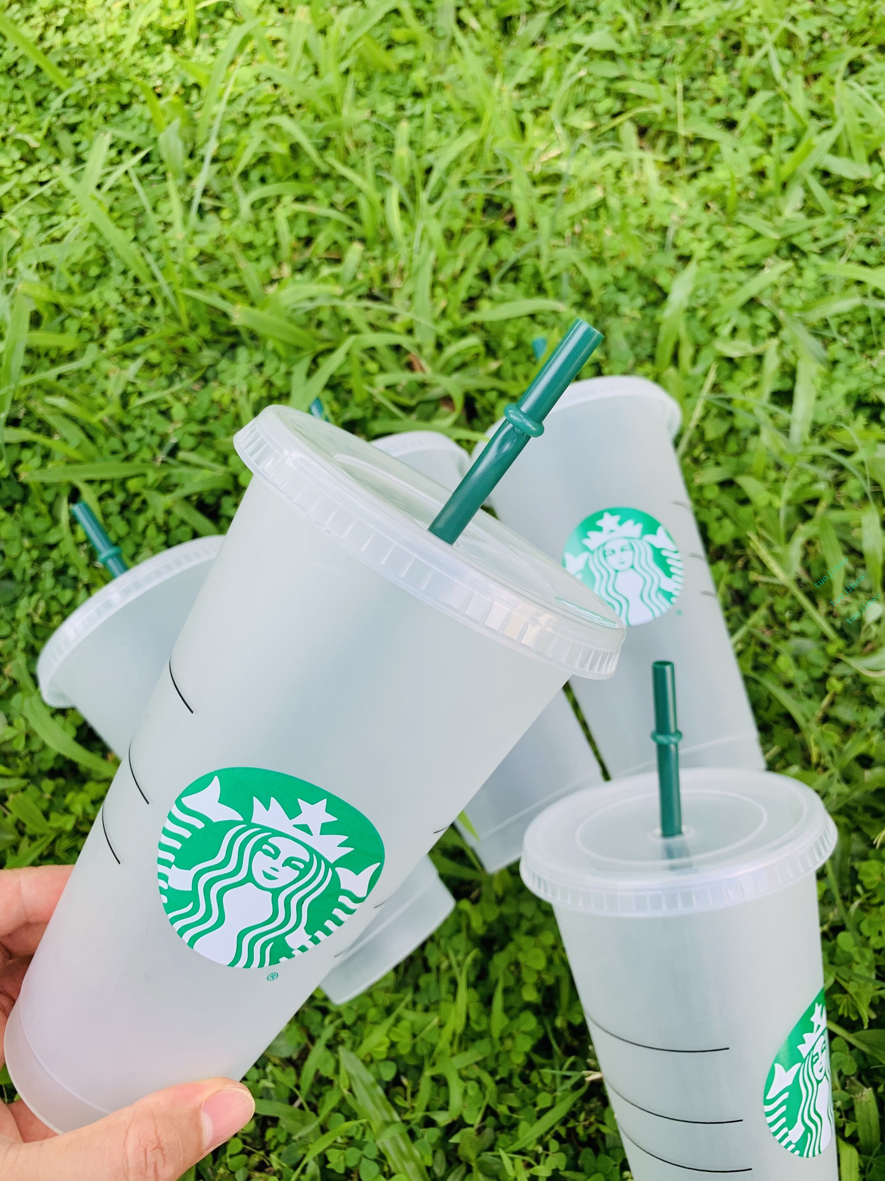

Starbucks CUP 24oz/710ml ,16OZ Plastic Tumbler Reusable Clear Drinking Flat Bottom Cup, Pillar Shape Lid Straw Mugs Bardian 50pcs Free DHL, As shown