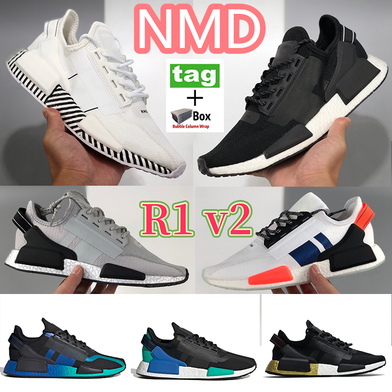 

With box NMD R1 V2 mens running shoes paris dazzle camo balck cloud white blue red mexico city iridecent women trainers metallic gold sports sneakers, Bubble wrap packaging