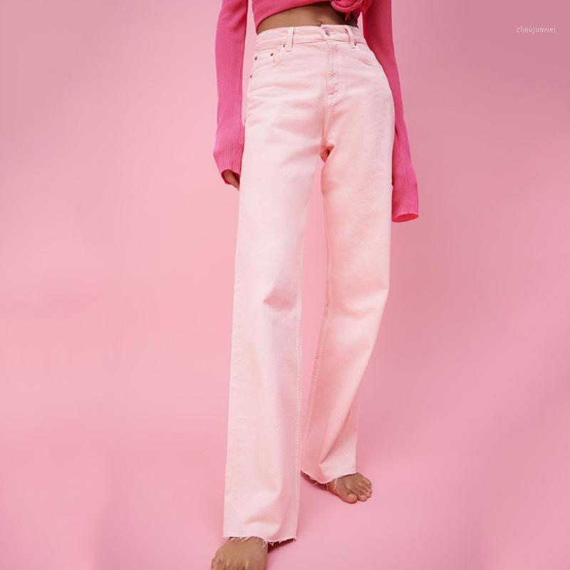 

Women's Fashion Casual All-match Slimming Straight Pants Jeans RA 6840073 6840/073, Pink