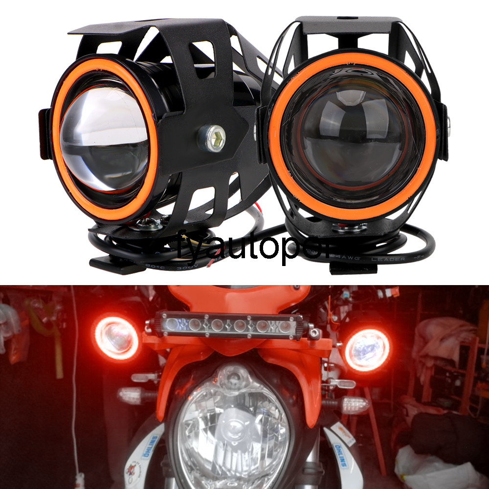 

125W LED Motorcycle Angel Eyes U7 Headlamp Spotlights Universal 2Pcs/set Motorcycle Headlights Motorbike LED Auxiliary Lamp
