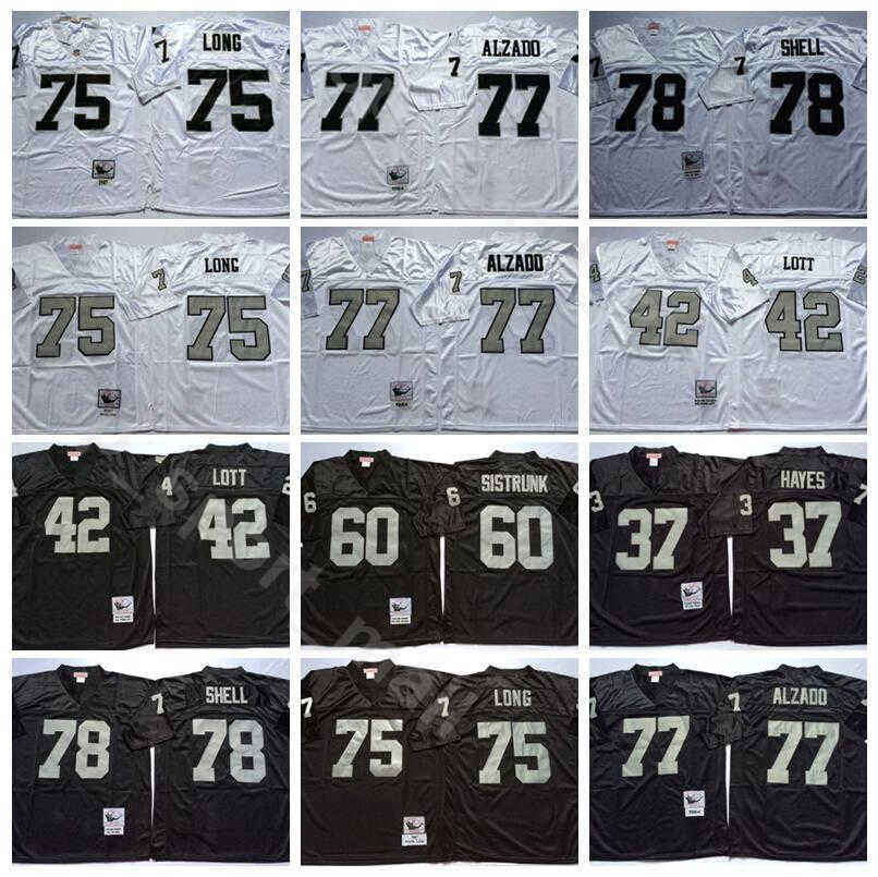 

NCAA Football 75 Howie Long 37 Lester Hayes 42 Ronnie Lott Jerseys 77 Lyle Alzado 78 Art Shell Bo Jackson Men Vintage Black White, 75 black