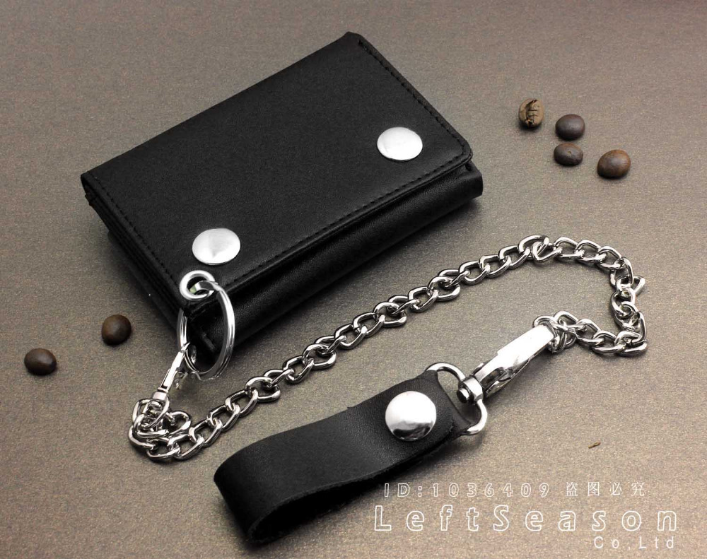 2026 New Wallet Mens Leather Boys Trifold Biker Trucker Real With Belt Clip Long Chain Free Shipping
