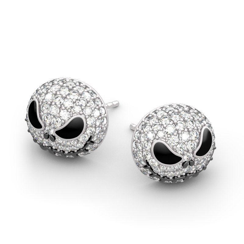 

Earrings Cartoon Gothic Party Jewelry Skull Stud Circle Crystal Jack Nightmare Before Christmas Women Girl