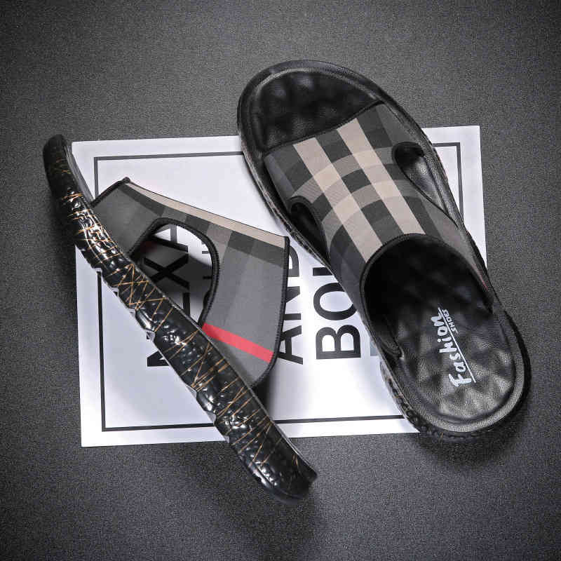 

Dress Shoes homme bathroom anti-slip slippers fashion beach shoes brand Summer flip flops soft men sandals man indoor slides VNH9, 1# shoe box