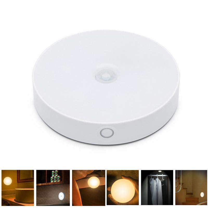 

Night Lights Original 6 LED USB Rechargeable PIR Motion Sensor Light Control Lamp Magnet Wall Warm White For Cabinet Bedside