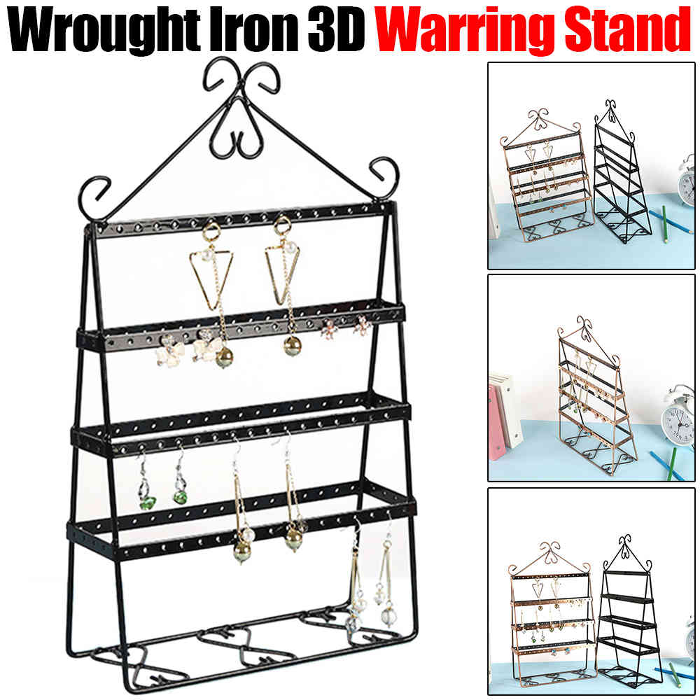 4 Tier Jewelry Stand Rack Metal Earrings Display Holder Props Shelf Fashion Jewelry Organizer For Jewelry Stores Windows-image-689860653