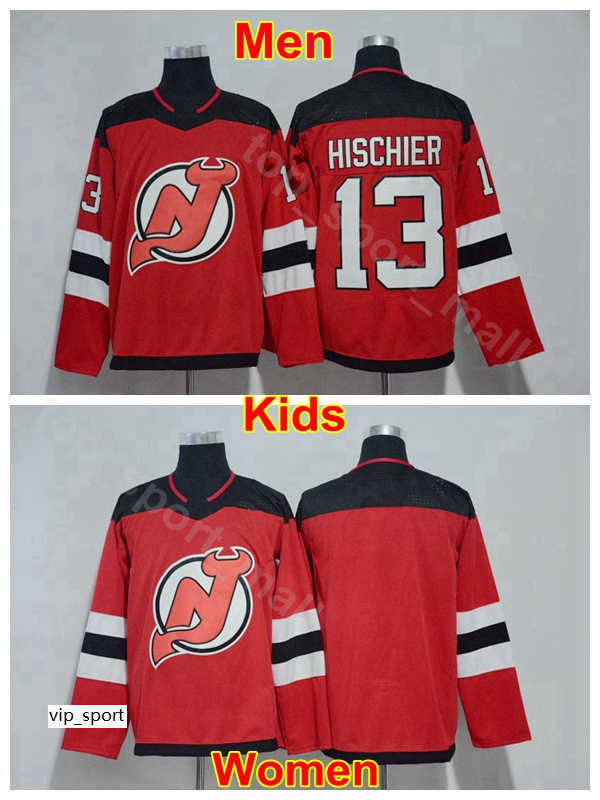 

Men Lady Youth New Jersey Devils Jerseys Women Nico Hischier Jersey 13 Kids Ice Hockey Man Team Color Red Sport Quality, Men 13