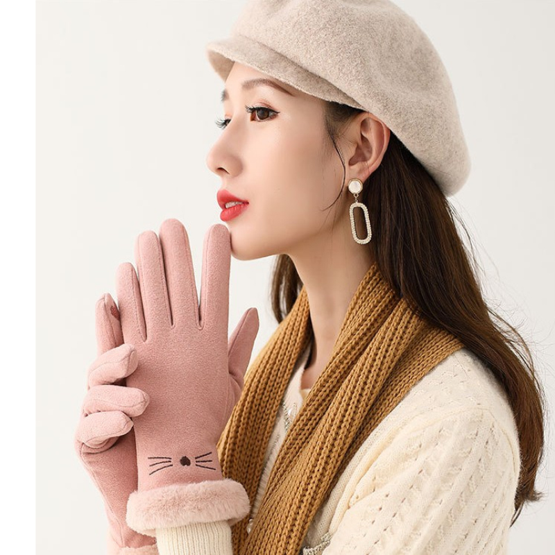

Popular Design Cute Suedette Touch Screen Gloves for Women Gift