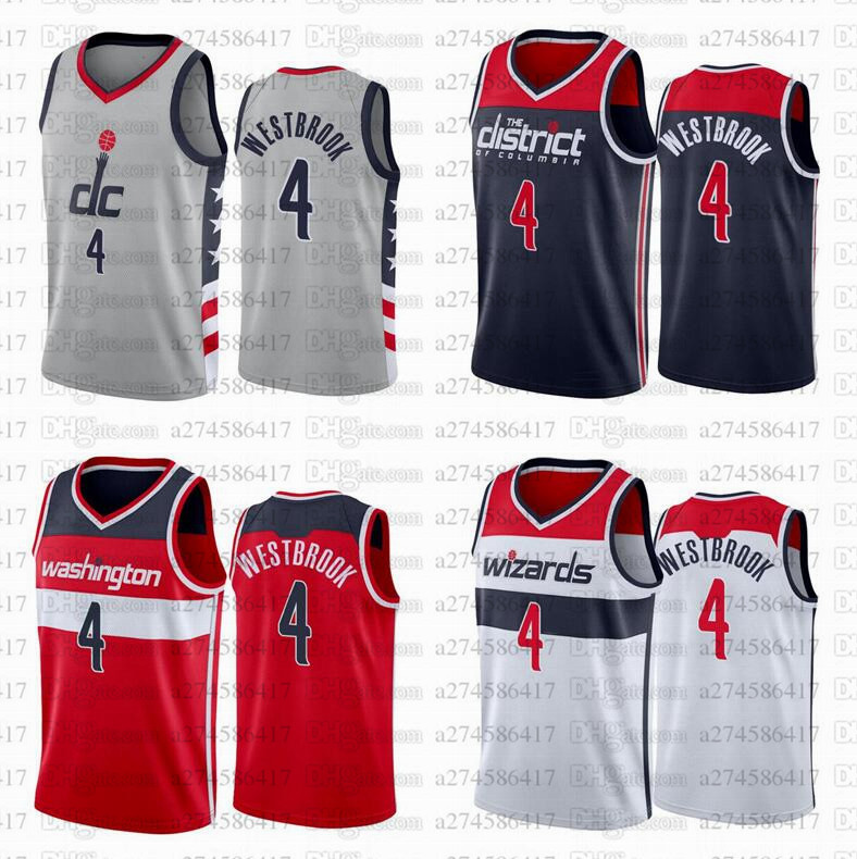 

Men S-6XL basketball Jersey Washington Wizards 0 Russell Westbrook 3 Beal Grey red white dark blue City sleeveless Jerseys
