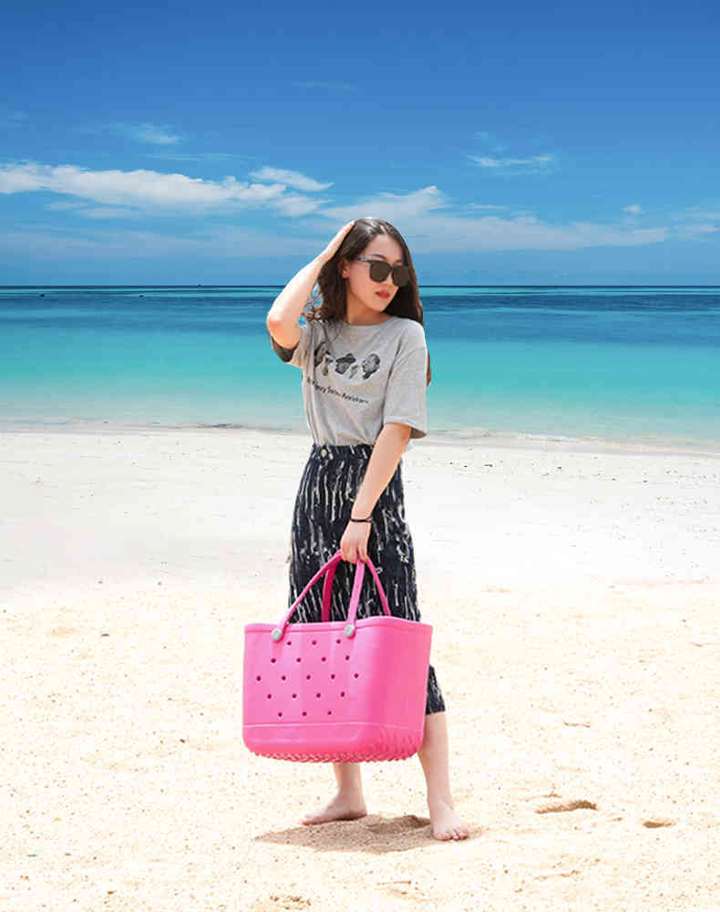

wholale eva beach bag hol rubber silicone summer Womens eva tote bag Solid Hollow Out waterproof Beach Tote bags custom