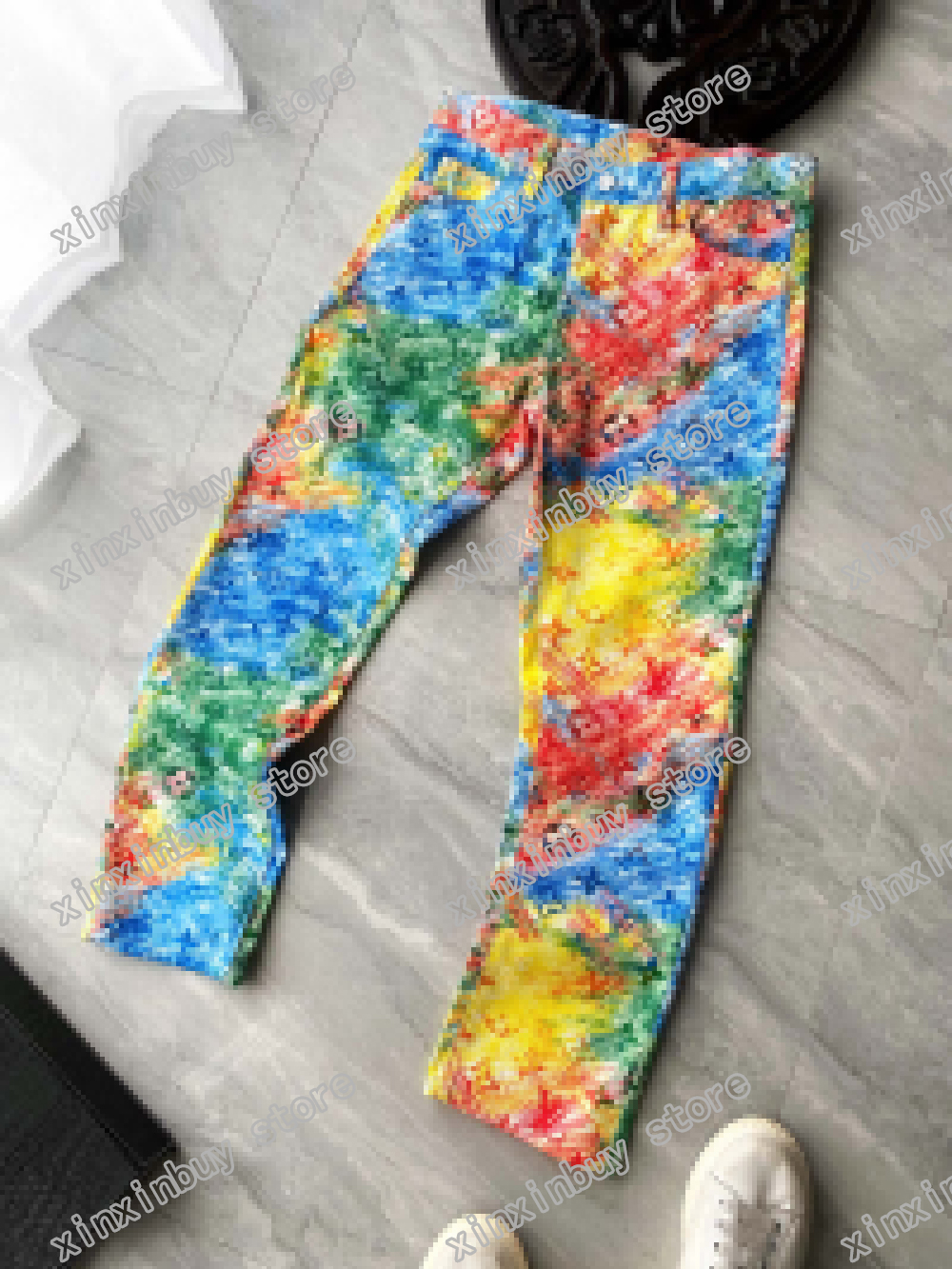 

21ss Mens designer pants Denim crayon Graffiti letter printing Men Pant Casual letters Trousers black white red 05