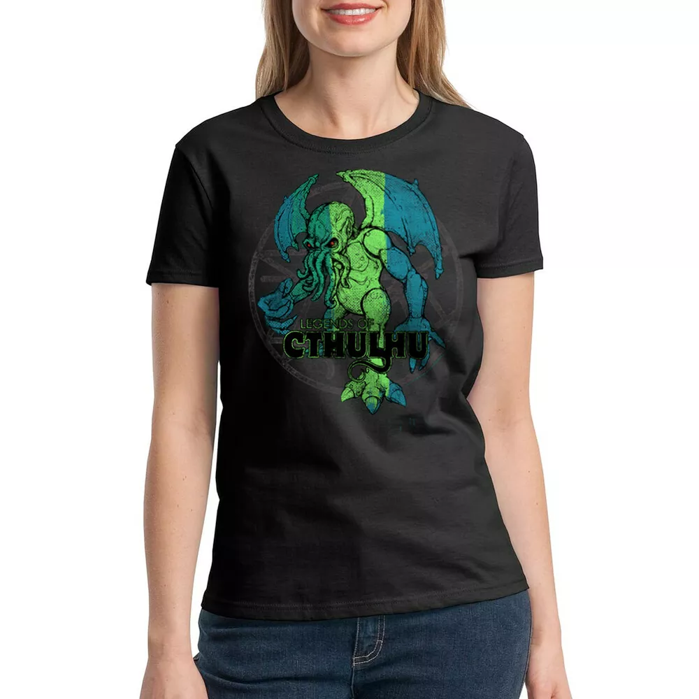

Warpo Cthulhu Distressed Women' Black T-shirt NEW Sizes -2XL, Mainly pictures