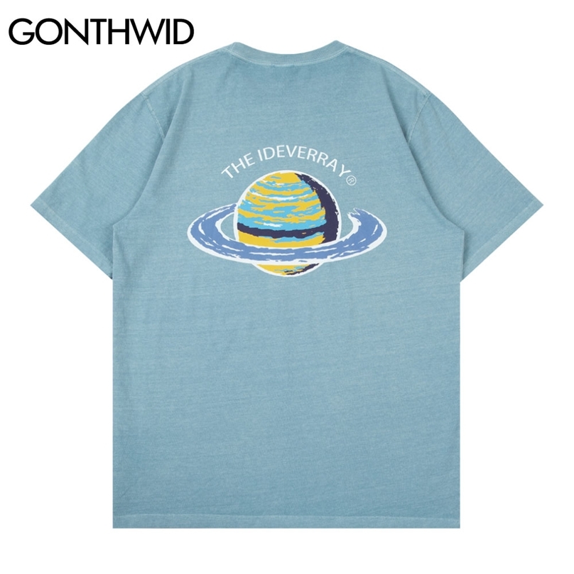 

Harajuku Tshirts Streetwear Graffiti Planet Short Sleeve Tees Shirts Hip Hop Casual Loose T-Shirts Summer Fashion Tops 210602, Gray