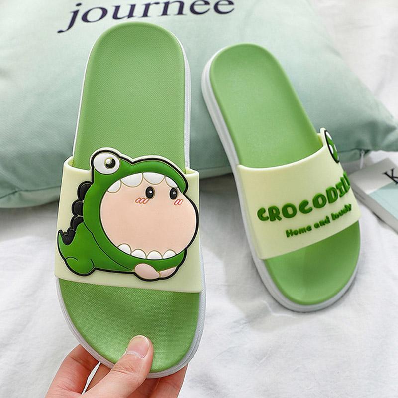 

Slippers Comemore Cute Animal Couples Home Women's Shoes Summer Indoor PVC Bathing Slides Male/Female Flat Non-slip Flip Flops, Black