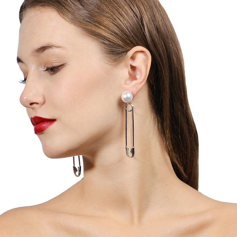 

Unique Design Simulated Pearl With Pins Drop Earrings For Women Girls Top Quality Silver Wedding Simple Jewelry Accessory B0139 Dangle & Cha