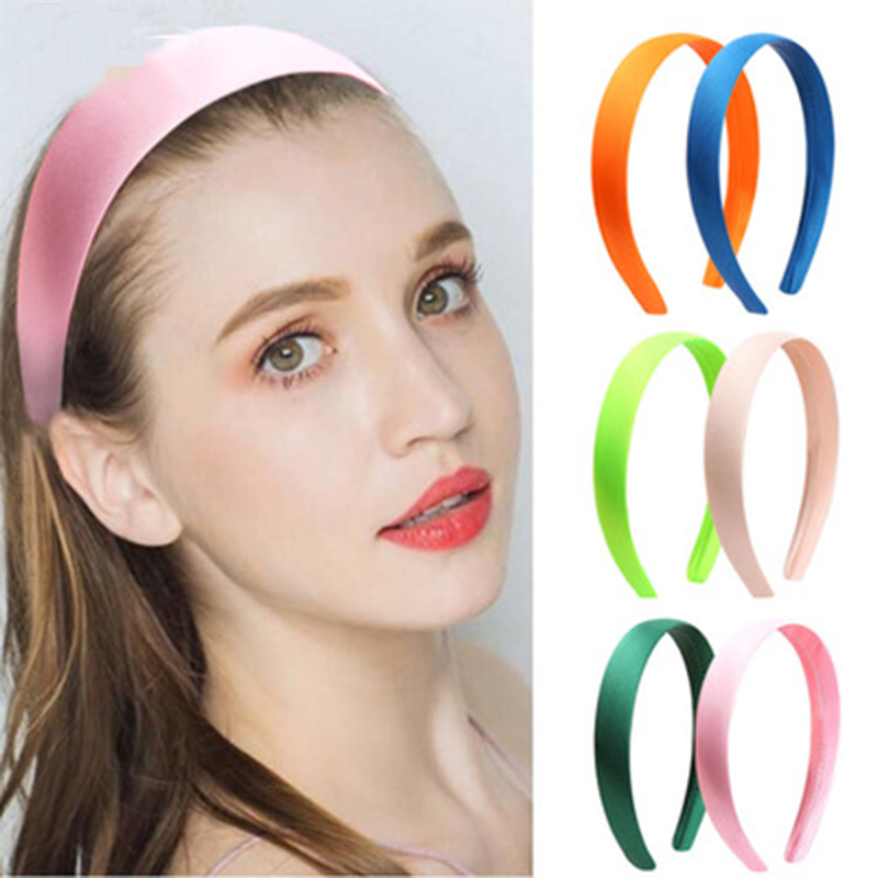 

candygirl candy colors solid satin headband for women girls 2 cm width hairband hair accessories hairhoop, Silver