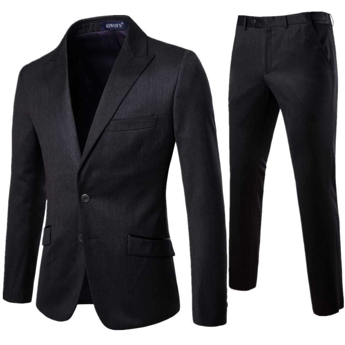 

Wedding Suits For Men Formalwear Black Dress Suits High Quality Men Slim Fit Suit Jackets+Pants 2 Pieces Suits Blazers Size 4XL X0909
