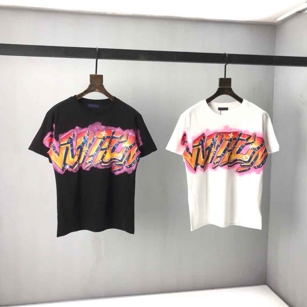

2021ss spring and summer new high grade cotton printing short sleeve round neck panel T-Shirt Size: -l-xl-xxl-xxxl Color: black white C2fC42d