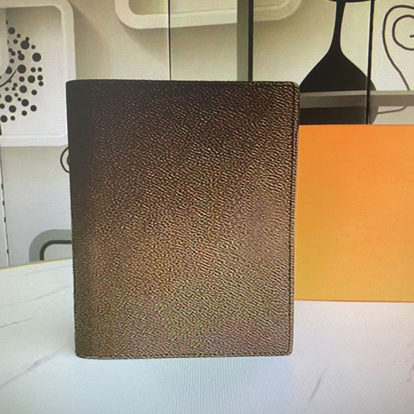 

R20100 R20974 R21065 large desk ring agenda cover holder memo planner A5 notebook diary protective case leather card passport wallet slots with box, Brown flower