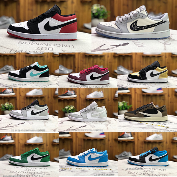 

2021 men women Tag 1 1s Low Basketball Shoes UNC Paris Sneakers jumpman Game Royal Gym Red Banned grey black sail toe GS Tri-color washed denim Trainers, Box