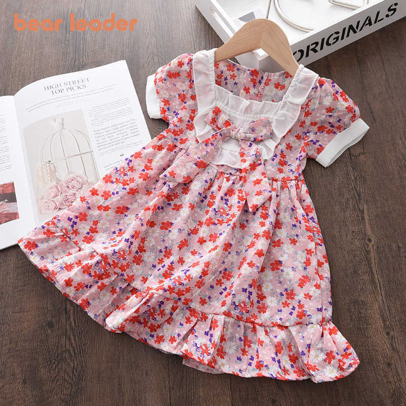 

Bear Leader Fashion Baby Girls Casual Cute Dresses Kids Party Princess Vestidos Floral Ruffles Bowtie Costumes For 2-6 Years 210708, Ah5351red