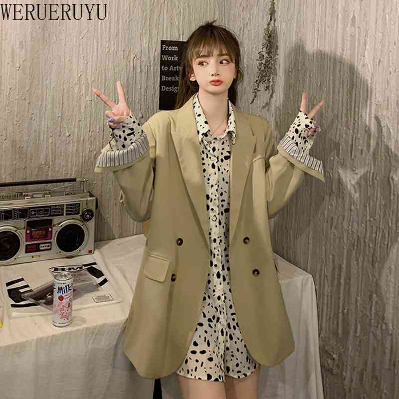 

WERUERUYU Spring Fashion Korea Women's Blazer Suit Casual Solid Color Big Loose Oversize Jacket 210608, Photo color