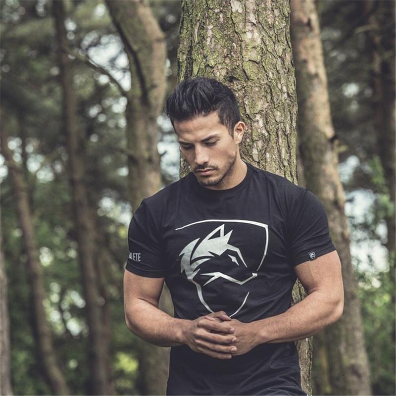 

Men's T-Shirts Summer New Mens Gyms T Shirt Crossfit Fitness Bodybuilding Fashion Male Short Cotton Clothing Brand Tee Tops 3UEY, Black