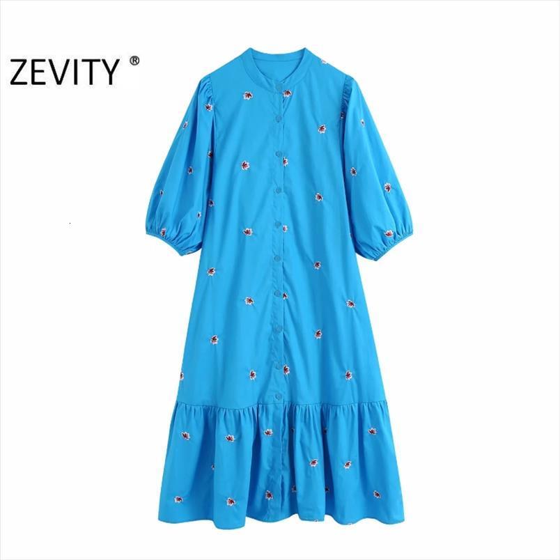 

vintage o neck flower women dress embroidery shirt chic hem pleats ruffles vestidos straight midi dresses ds4171, Black;gray