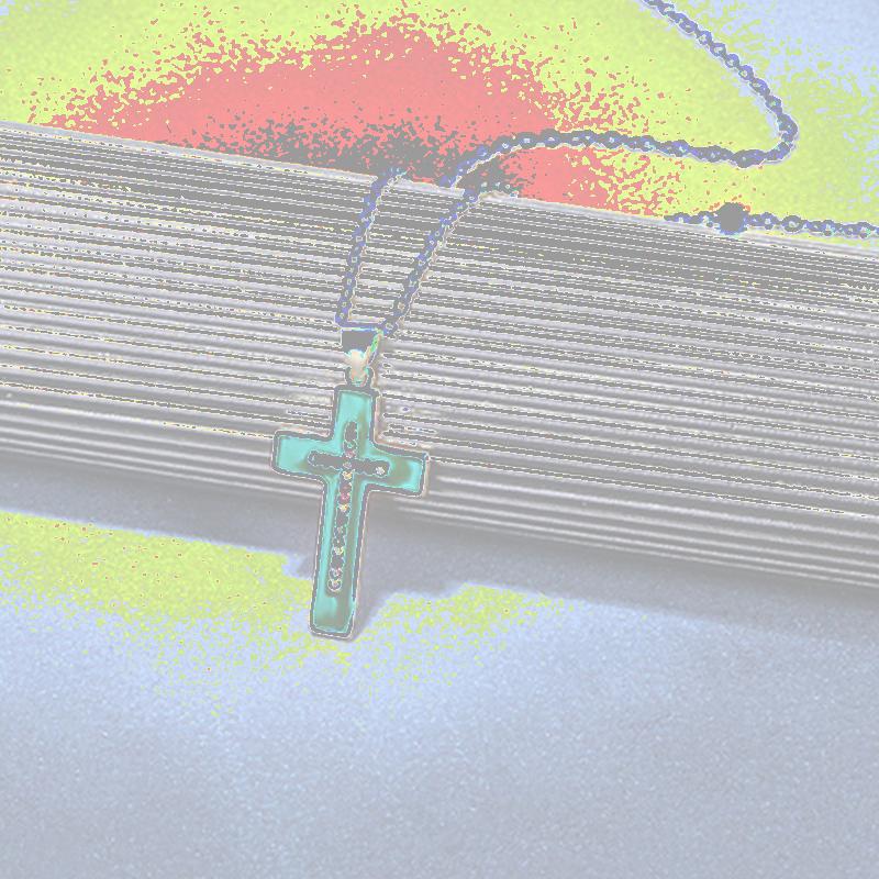 

Pendant Necklaces Zircon Vintage Jesus Cross For Women Men Stainless Steel Chain Dripping Oil Charm Necklace Religion Jewelry, Silver