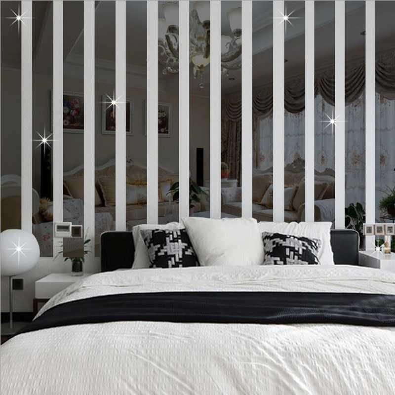 

20Pcs 5*50CM Strip Waist Line Mirror Sticker Modern Acrylic Wall Decor Room Decorative Stickers for Kids s Living 210726