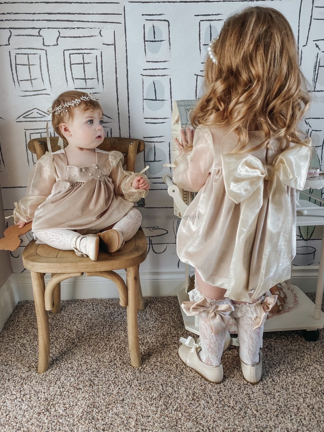 

INS Baby girls Big Bow velvet rompers summer infant Gauze Long Sleeve jumpsuit toddler kids 1st birthday princess clothing A6932, As showed