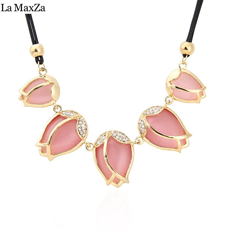

Pendant Necklaces La MaxZa Charms Tulip Flower Short Necklace Jewelry Rose Gold Cute Flowers &Necklace Making For Woman Gifts, Silver