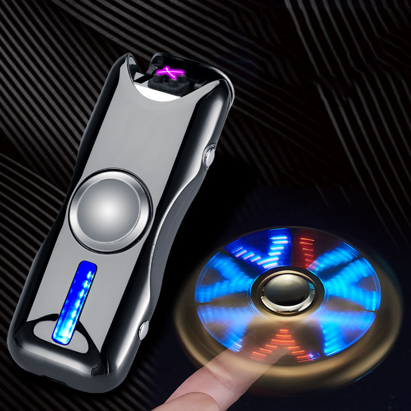 

Finger Toy Fingertip Gyro Fidget Spinner Charging USB ighter ighting Three-eaf Gyro Gift Decompression Anti-stress Toy