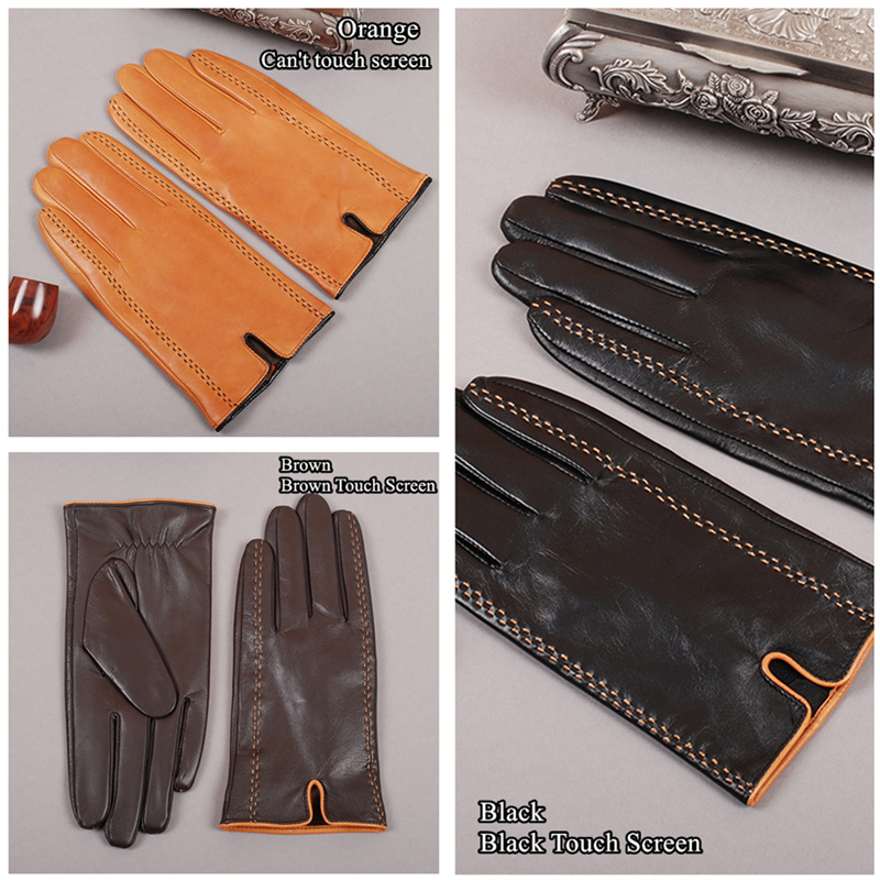 

Gours Winter Mens Genuine Leather Gloves 2021 New Brand Touch Screen Gloves Fashion Warm Black Gloves Goatskin Mittens GSM012g