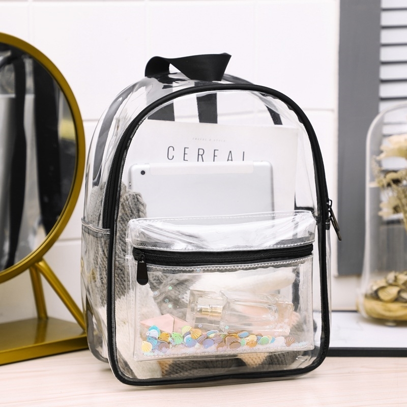 

Transparent PVC BACKPACK cosmetic school Korean waterproof men's and women's swimming travel storage bag, Red