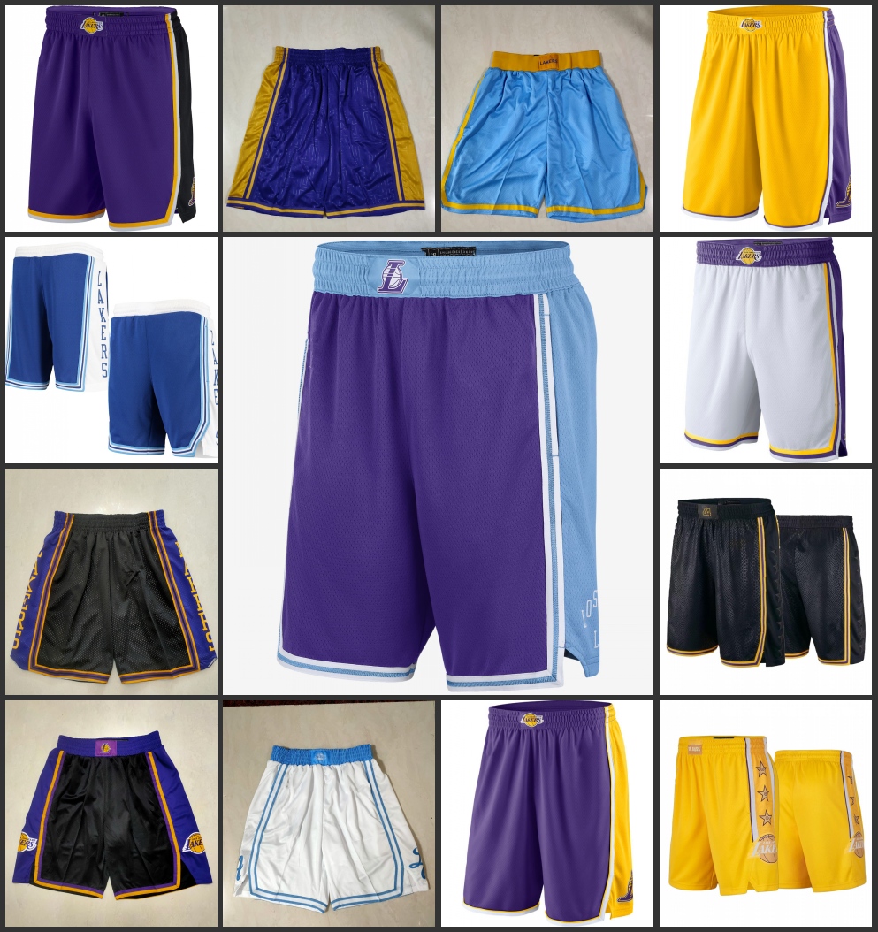 

Men's Los Angeles Lakers''City''Edition 2022 Purple 75th Anniversary Black Swingman Yellow Shorts