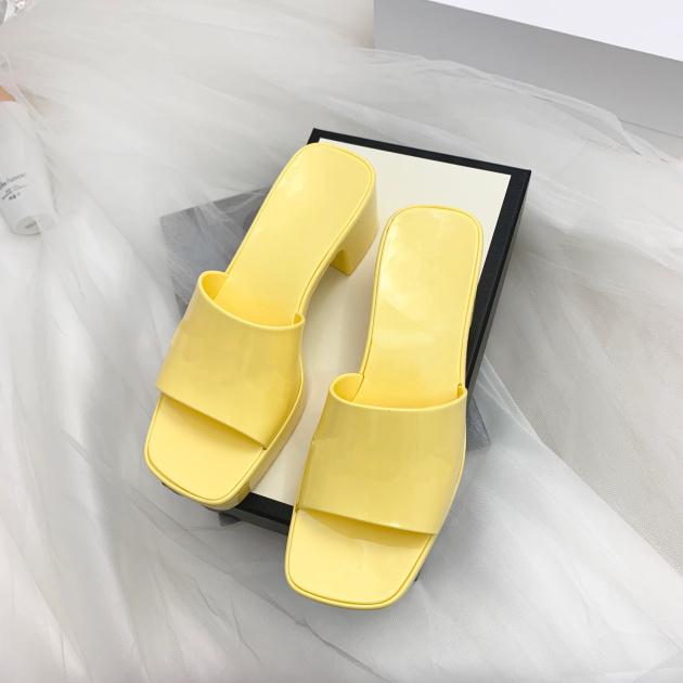 

2021 luxury Sandals Designer woman slipper Top quality summer fashion jelly slide high heel slippers Brand Casual shoes Womens Leather Alpha, Black