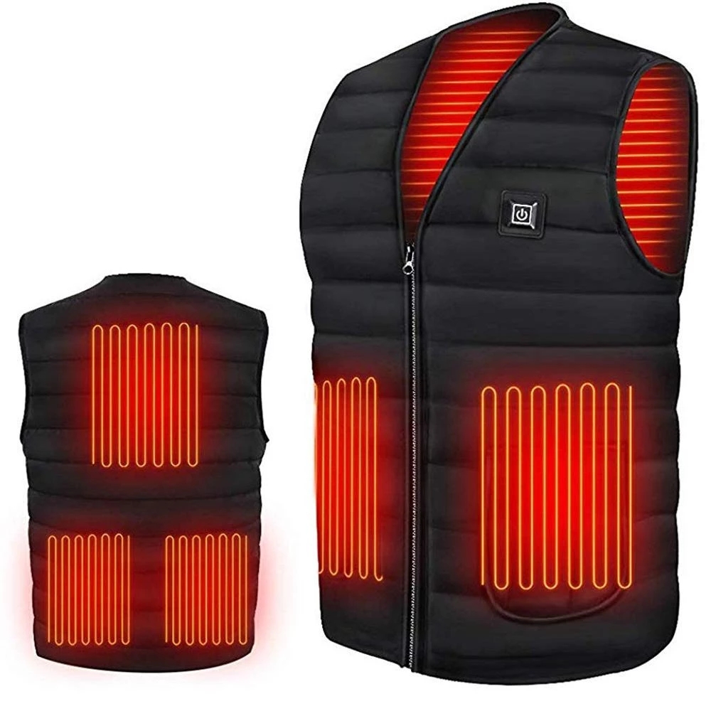 

Electric Heated Vest Washable Jacket Caot USB Charging Heating Body Warmer Gilet with Adjustable Temperature for Women Men Warm Waistcoat Winter Coat 5 zone Pads, Black