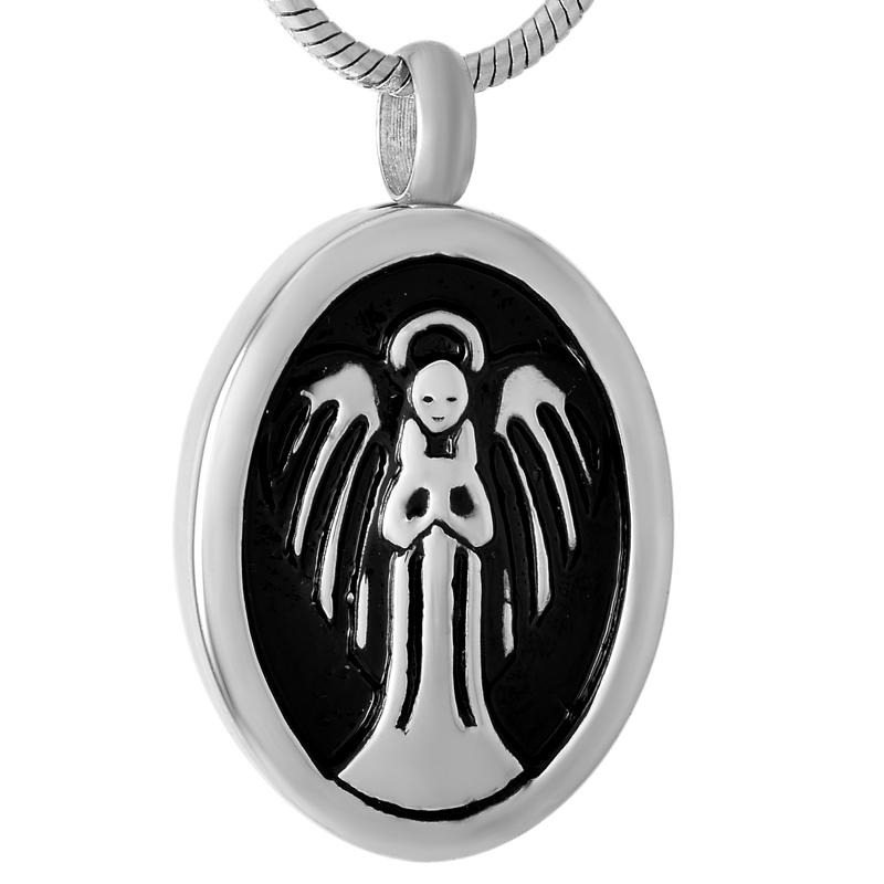 

Pendant Necklaces Jewelry Ashes Urn Necklace Birthstone Oval Corroded Angel Shape Human Accommodate, Silver