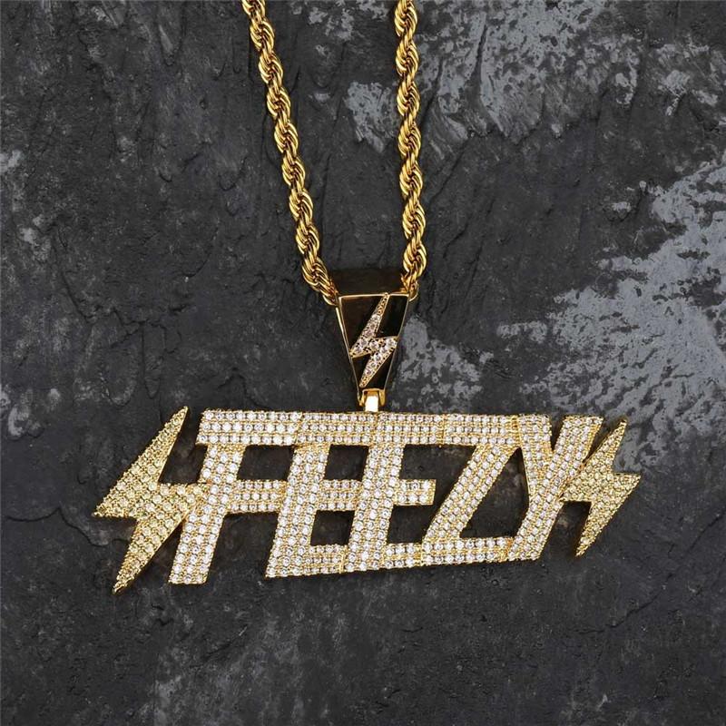 

Pendant Necklaces Lucky Sonny Custom Letter Lightening Necklace For Men Gold Filled Hip Hop Bling CZ Iced Alphabet Jewelry N02